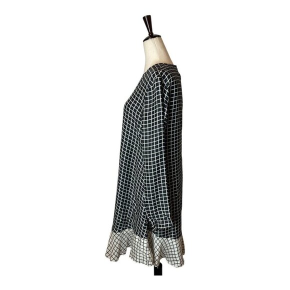 Rachel Zoe Dress Women 4 Black Ivory Silk Anika Grid Print Ruffle Hem Mini - Picture 6 of 12